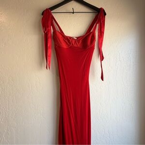 Free People Got Glam Mesh Slip Red Dress